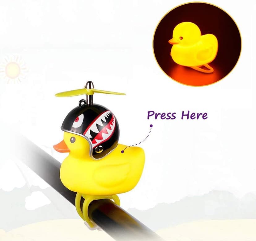 NEKRASH Duck Bike Bell, Rubber Duck Bicycle Accessories with LED Light, Cute Propeller Handlebar Bicycle Horns for Kids Toddler Children Adults Sport Outdoor B07T2HJK9K