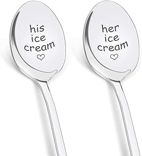 PRSTENLY Wedding Gifts for Couples 2025, 2 Pcs His and Hers Ice Cream Spoon Anniversary Engagement Gifts for Couple Him Her Boyfriend Girlfriend Graduation Christmas Birthday