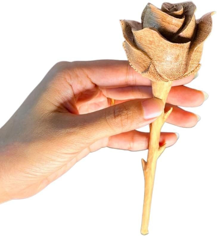 Camellia Bees Wooden Rose, Wood Anniversary Flower Gift for Valentines, Mothers Day, 5th Wedding Anniversary, Wooden Handmade Gift for Wife Husband Couple (5th Wood)