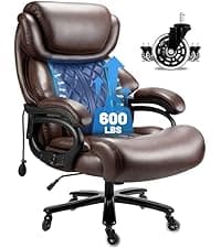 800LBS Big and Tall Office Chair for Heavy People, Heavy Duty Executive Chair with High Back, Extra Wide Seat and Adjustable Lumbar, Large Computer Desk Chair Comfortable for Home Office (Brown)