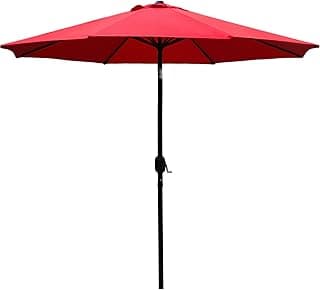 Sunnyglade 9' Patio Umbrella Outdoor Table Umbrella with 8 Sturdy Ribs (Red)