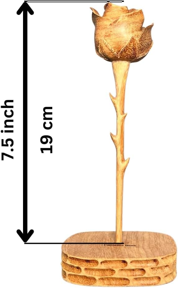 Camellia Bees Wooden Rose, Wood Anniversary Flower Gift for Valentines, Mothers Day, 5th Wedding Anniversary, Wooden Handmade Gift for Wife Husband Couple (5th Wood)