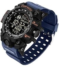 FANMIS Men's Solar Powered Casual Quartz Wrist Watch Analog Digital Multifunctional Black Sports Watch