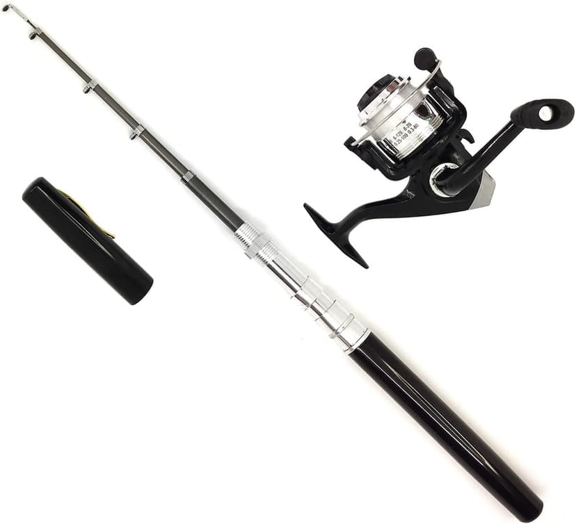 Portable Small Pen Fishing Rod And Spinning Reel Combo, 38inches Pocket Mini Fishing Kit Telescopic Fishing Pole For River Lake Reservoirs Ice And So On (Fishing Rod and Reel Combos)