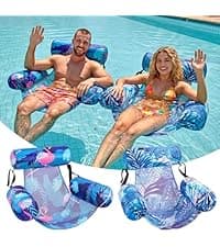 Inflatable Pool Float Chair - 2 Pack Pool Floats Adult Heavy Duty, Water Floating Lounge Chairs, Blow up Floaties Adults for Summer Fun Party Lake Beach
