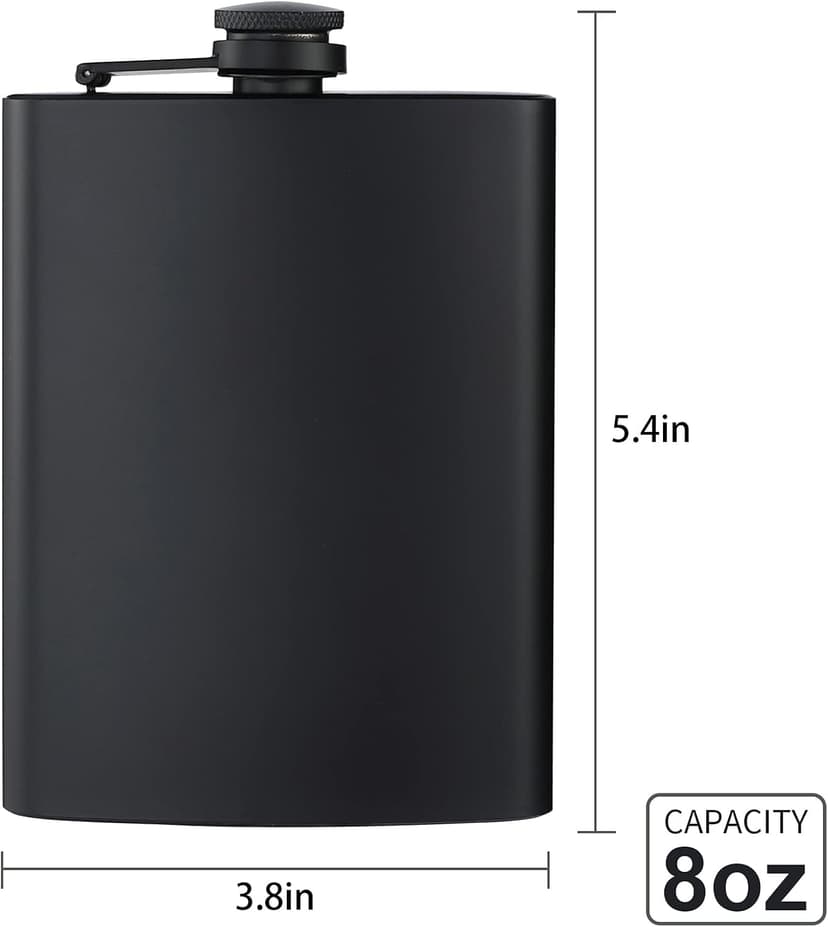 BALABALA Hip Flasks for Liquor for Men Women 12 pcs 8Oz Matte Black Stainless Steel Flask with 12 pcs Funnels for Wedding Party Groomsman Bridesmaid Birthdays Gift