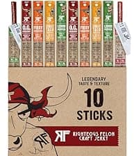 Righteous Felon Savory Beef Jerky Variety Gift Pack - Great Gifts for Men | Gluten Free, High Protein Healthy Snack | Bulk Beef, Pork, & Turkey Jerky Variety Snack Packs | The Savory 6 Pack Sampler
