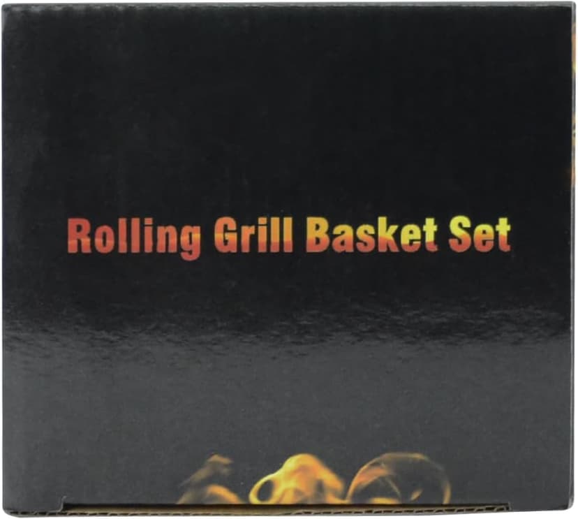 Rolling Grill Basket, Removable Wooden Handle, 304 Stainless Steel, Nesting Grilling Tools, Smoker BBQ Accessories for Vegetable, Outdoor Cooking Camping, Birthday Gifts for Men Dad Husband