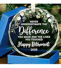 HEXMOZ Retirement Gifts - Retirement Gifts for Women, Men 2025 - Retired Ornament 2025 - Retired Gift for Coworker, Boss, Employee, Teacher, Nurse, Woman, Man - Glass Christmas Ornament Keepsake