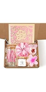 Birthday Gifts for Women, Teen Girl Gifts, Birthday Gifts for Her, Happy Bday Gift Box for Girl, Women, Sister, Daughter, Best Friend, Friendship, Cute Daisy Glass Cup Gifts Set 7PCS, 16oz, Beige