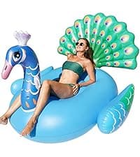 FindUWill Pool Floats Chairs Adult - 2 Pack 65'' x 42'' Large Pool Float Chairs, Inflatable Pool Lounger with Cup Phone Holder, Backrest, Footrest, Tanning Pool Lounge