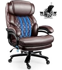 800LBS Big and Tall Office Chair for Heavy People, Heavy Duty Executive Chair with High Back, Extra Wide Seat and Adjustable Lumbar, Large Computer Desk Chair Comfortable for Home Office (Brown)