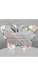 Spiareal Gift for Friend Friendship Women Friend Friendship Birthday Cheer up Gift Acrylic Heart Butterfly Keepsake Paperweight for Home Office Table Shelf(Classic)