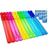 JOYIN Big Bubble Wands Set Bulk for Kids Summer Outdoor Toy Game Activity Party Favors, 18 Pcs Giant Bubble Maker with Tray, 12" Large, 6 Pcs Solution Suitable for All Age People