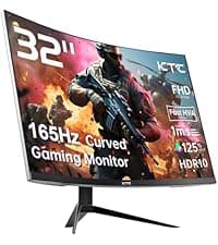 KTC 32 Inch FHD 1080p Curved Gaming Monitor - VA 1500R Curved Monitor, 165Hz 1ms MPRT, FreeSync & G-Sync, 122% sRGB, DP/HDMI, VESA, HDR10 for Gaming Home Office Business PC Monitor
