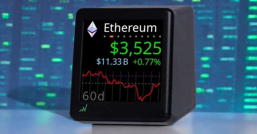 Bitcoin Ticker - Real-Time Crypto Price Display (1.54" Diagonal) for Top 1,000 Coins Like Bitcoin, Ethereum, Dogecoin, and 997 more. Compact Size, Ideal for Desk or Nightstand. Uses Wi-Fi.