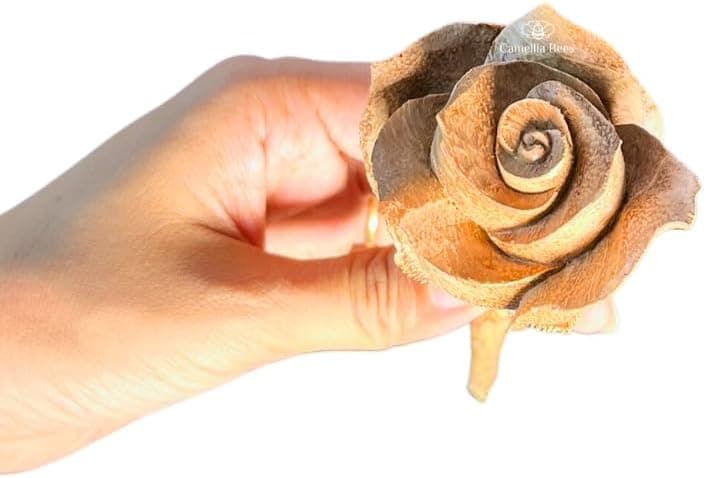 Camellia Bees Wooden Rose, Wood Anniversary Flower Gift for Valentines, Mothers Day, 5th Wedding Anniversary, Wooden Handmade Gift for Wife Husband Couple (5th Wood)