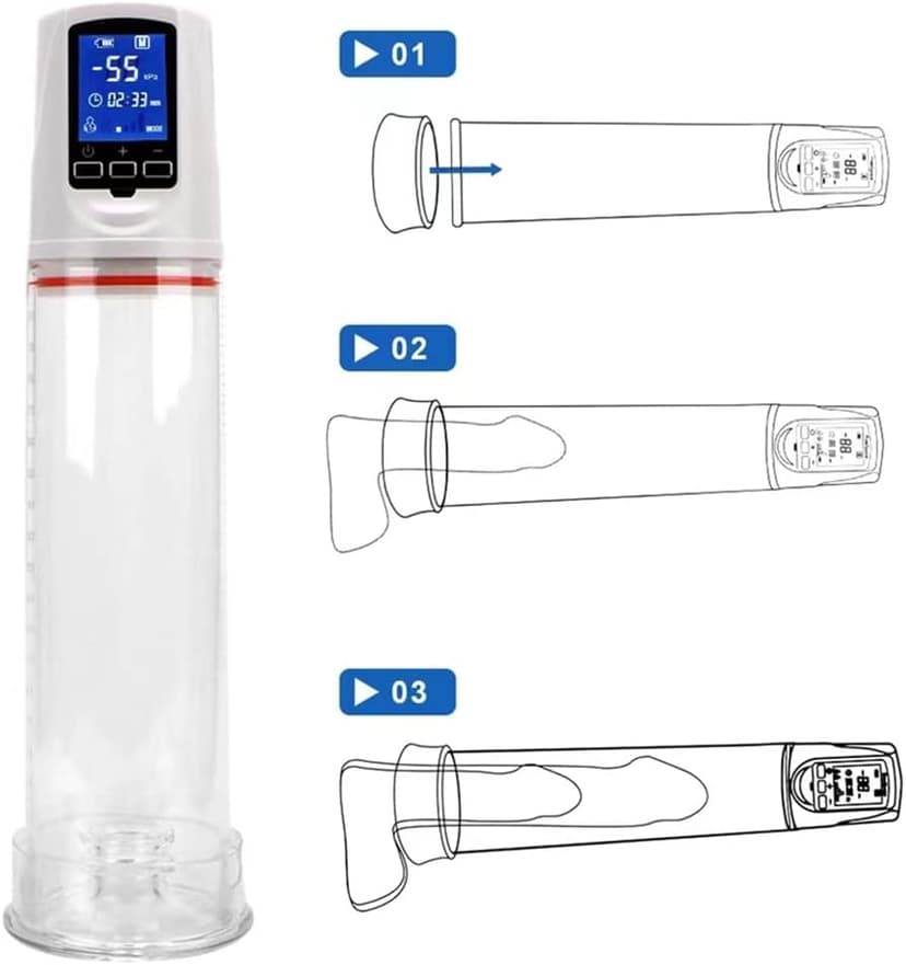Men's Growth Pump with Strong Suction Vacuum Pump with ED Screen Powerful Electric Vacuum Pump Inch Adjustable Men's Underwear Set Training Tools to Be a Bigger Men gyh05