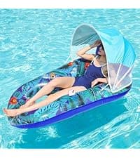 FindUWill Pool Floats Chairs Adult - 2 Pack 65'' x 42'' Large Pool Float Chairs, Inflatable Pool Lounger with Cup Phone Holder, Backrest, Footrest, Tanning Pool Lounge