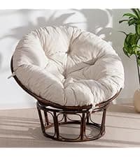 HIGOGOGO Papasan Chair Cushion with Corduroy Cover (Without Chair), 48 x 48 Inch Supportive Cushion, Overstuffed Chair Cushion,Beige