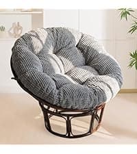 HIGOGOGO Papasan Chair Cushion with Corduroy Cover (Without Chair), 48 x 48 Inch Supportive Cushion, Overstuffed Chair Cushion,Beige