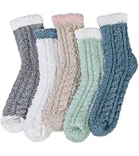 Loritta 3 Pairs Womens Fuzzy Socks Winter Warm Fluffy Soft Slipper Home Sleeping Cute Animal Socks