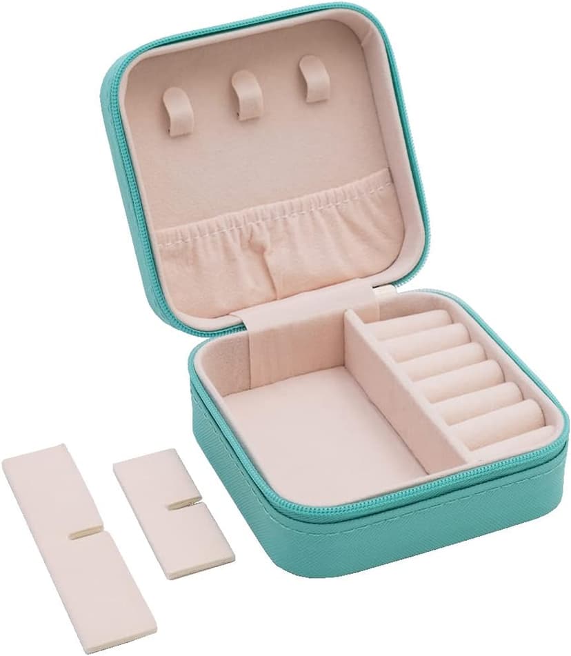 TRODANCE Mini Jewelry Travel Case, Small Portable Jewellry Organizer Box Portable Display Storage Box for Rings Earrings Necklaces, Gifts for Girl, Women, Wedding, Birthday, Mom, Mother's Day (Blue) B09631PYPT