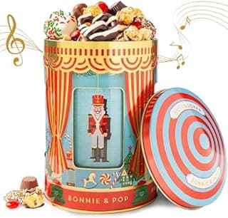 Christmas Gift Basket- Gourmet Food Gifts - Plays Music - Holiday Chocolate and Candy, Sweets and Snacks- Nutcracker Suite- Bonnie and Pop