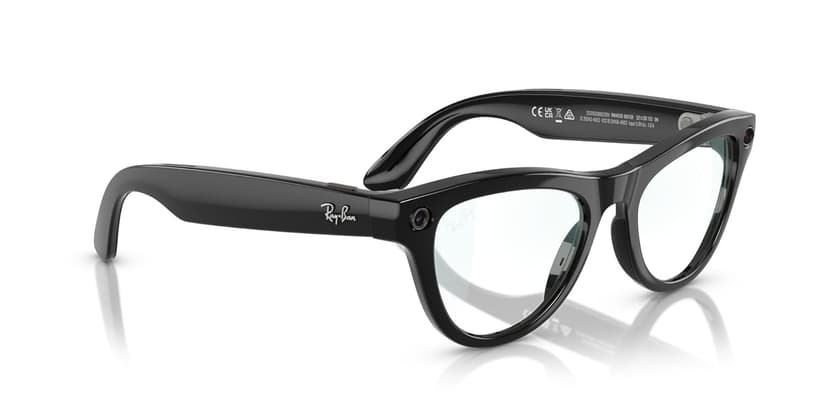 Ray-Ban Meta (Gen 1), Skyler, Shiny Black | Smart AI Glasses for Men, Women — 12 MP Ultra-Wide Camera, Open-Ear Speakers for Audio, Video Recording and Bluetooth — Clear Lenses — Wearable Technology