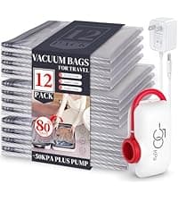 VMstr 12 Pack Travel Vacuum Storage Bags with USB Electric Pump, Compression Bags for Travel, Space Saver for Clothes and Clothing