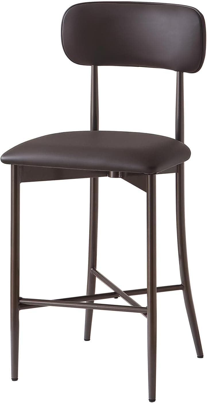 26.3 Inch Counter Height Bar Stools, Modern Counte Stools with Backrest,Counter Height Chairs with Leather Seat, Sturdy Frame and Footrests for Kitchen Island, Dining Room, Counter,Dark Gray