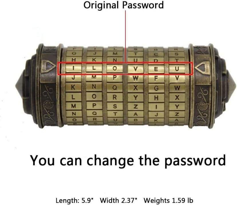 YOFIT yofit Da Vinci Code Mini Cryptex Lock Puzzle Box with Hidden Compartments for Notes Paper Money Rings Jewelry, Anniversary Romantic Birthday Gifts for Her Men Women Girlfriend