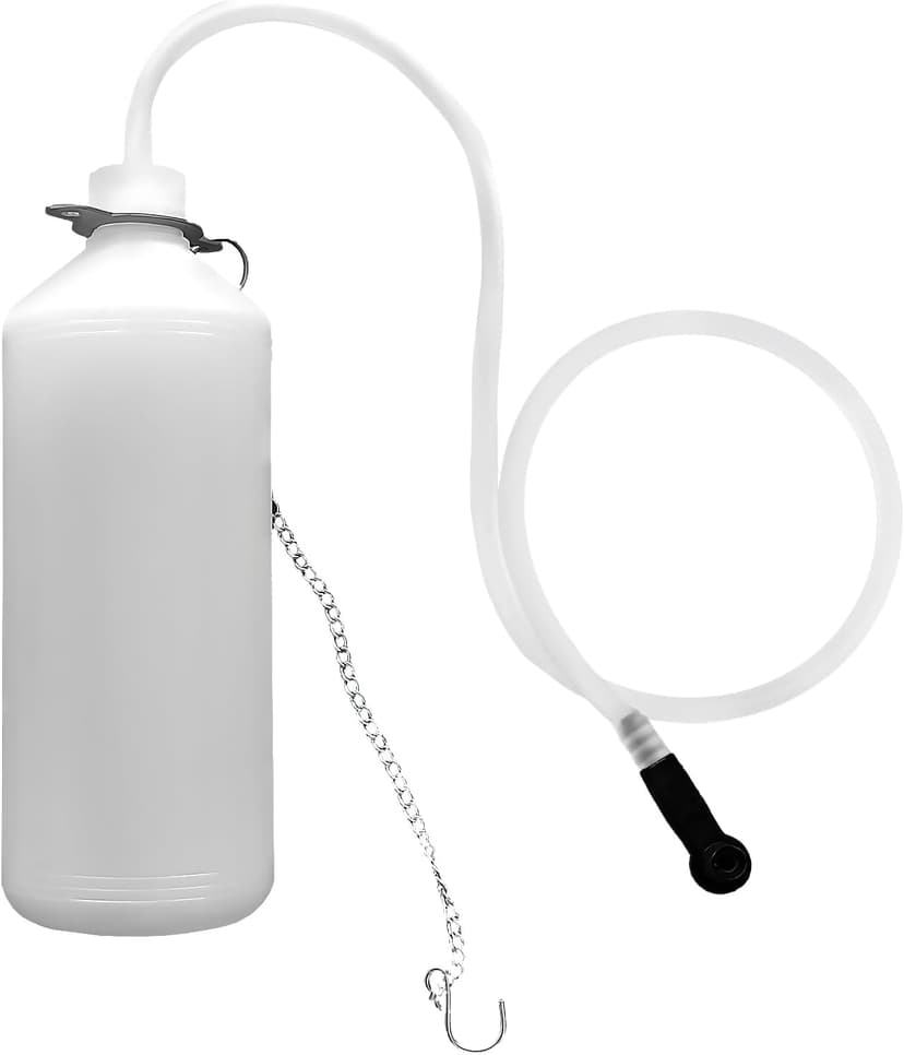 KVAEY 1L Brake Bleeder Bottle, Automotive Brake Pressure Bleeder Bottle with 24 Inch Tube Rubber Connector Steel Chain, One Person Plastic Brake Fluid Bottle for Car ATV Motorcycle