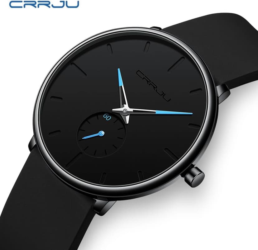 CRRJU Men’s Women Watch Casual Stylish Waterproof Quartz Unisex Wristwatches, Ultra Thin Watches for Men Women, Colorful Silicone Band