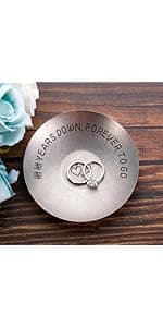 Wood Ring Dish 5 Year Anniversary Wood Gifts for Him Her - 5th Anniversary Wedding Gifts for Wife Husband, 5 Year Marriage Aniversario Wooden Jewelry Dish for Women Men, Fifth Aniversario Ideas