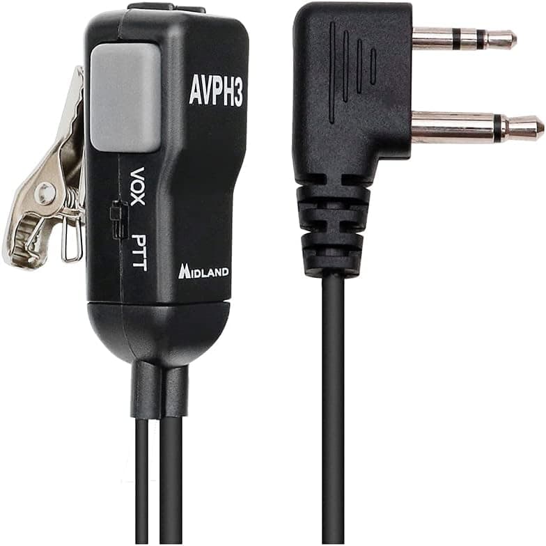 Midland AVPH3 Transparent Security Headsets with PTT/VOX – Wrap Around Design – Lasting Comfort Pair, Black