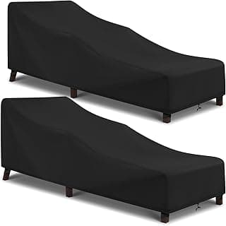 Arcedo Patio Chaise Lounge Cover Water Resistant, 2 Pack of Pool Lounge Chair Covers for Outside Stackable Cushions and Outdoor Furniture, 80" x 30" x 26" H, Black