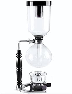 Generic 5-Cup Siphon Coffee Maker, BS Glass Syphon Coffee Pot, Vacuum Coffee Maker, Retro Vintage Siphon Coffee Brewer 600ml Capacity with Stainless Steel Bracket Base, Clear, HWN853