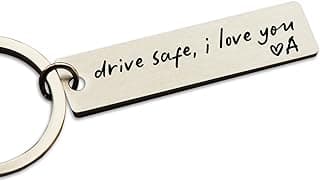 Key Chain Drive Safe I Love You Engraved Initial Personalized Gift for Husband Boyfriend B0CTSYJ3Z6