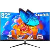 Gawfolk 34 Inch Ultrawide Curved Gaming Monitor, 1500R PC Screen UWQHD 3440x1440, 165hz Curved Computer Screen with FreeSync, Multi-Directional Adjustable Base