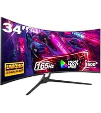 Gawfolk 34 Inch Ultrawide Curved Gaming Monitor, 21:9 WQHD 3440x1440 165Hz Curved 1500R Computer Monitor PIP/PBP,1ms(MPRT) 127% sRGB,HDMI & DP,Tilt Adjustable,Panoramic for Office & Immersive Gaming