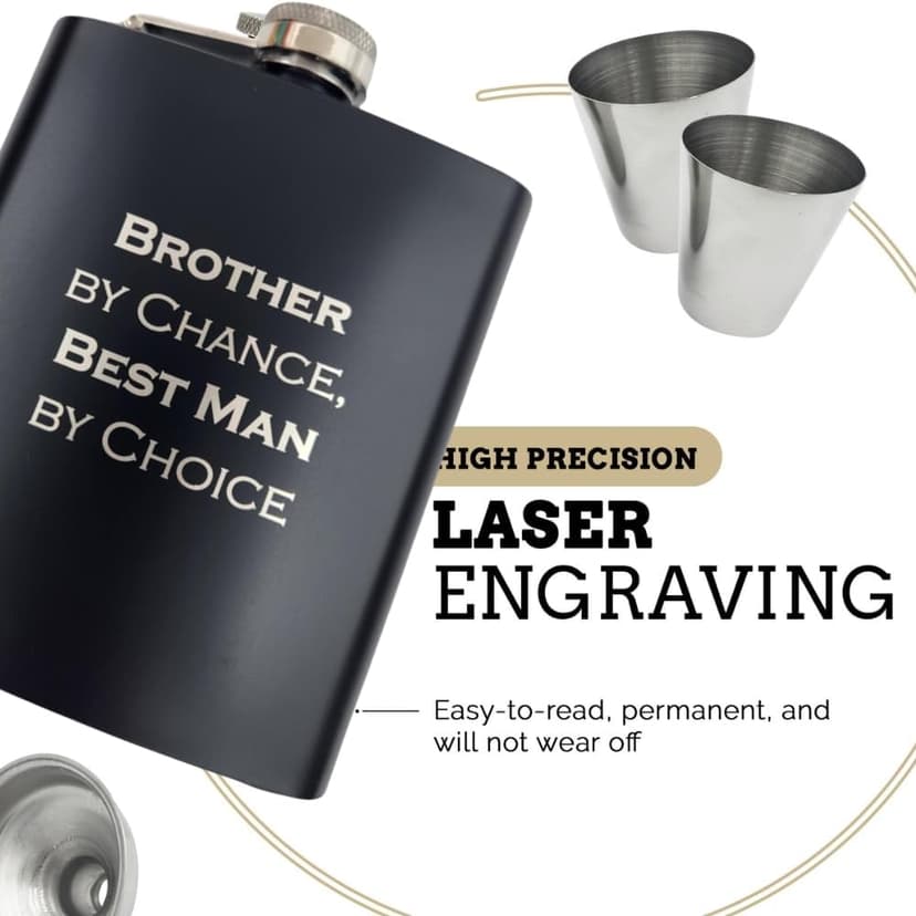 Best Man Gifts from Groom, Will You Be My Best Man Proposal, Gift for Brother on Wedding Day, Engraved Hip Flask, Brother by Chance Flask B0F5YF16F6