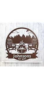 RealSteel Custom Metal Signs – Personalized Outdoor Wall Art, Wedding & Anniversary Name Plaque, Porch & Garden Decor, Campfire Monogram Yard Sign