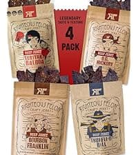 Righteous Felon Savory Beef Jerky Variety Gift Pack - Great Gifts for Men | Gluten Free, High Protein Healthy Snack | Bulk Beef, Pork, & Turkey Jerky Variety Snack Packs | The Savory 6 Pack Sampler