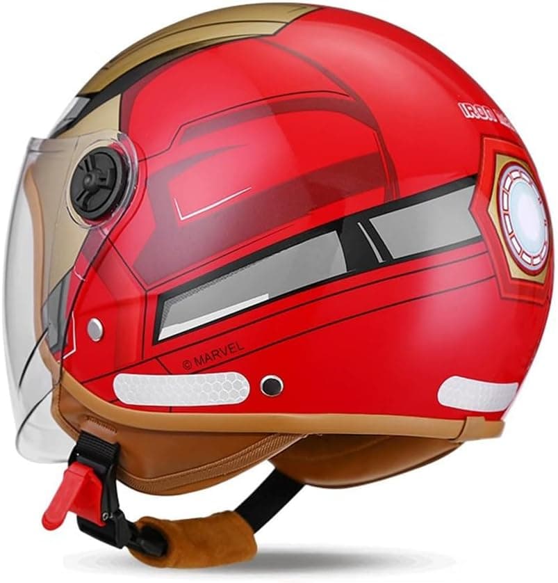 Youth & Kids Gift Retro Electric Motorcycle 3/4 Half Helmet,Toddler Cute 3/4 Open Face Motorcycle Half Helmet,DOT Approved,Boys Girls Go-Kart Dirt-Bike Street Scooter Vespa ATV Helmet