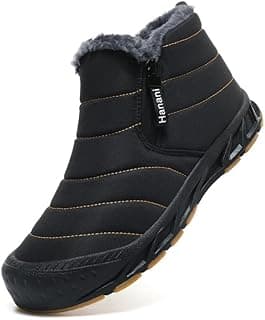 Hanani Mens Snow Boots Waterproof Winter Boots for Men Fur Lined Warm Ankle Boots Zipper Closure Slip on Outdoor Boot Comfortable Walking Shoes