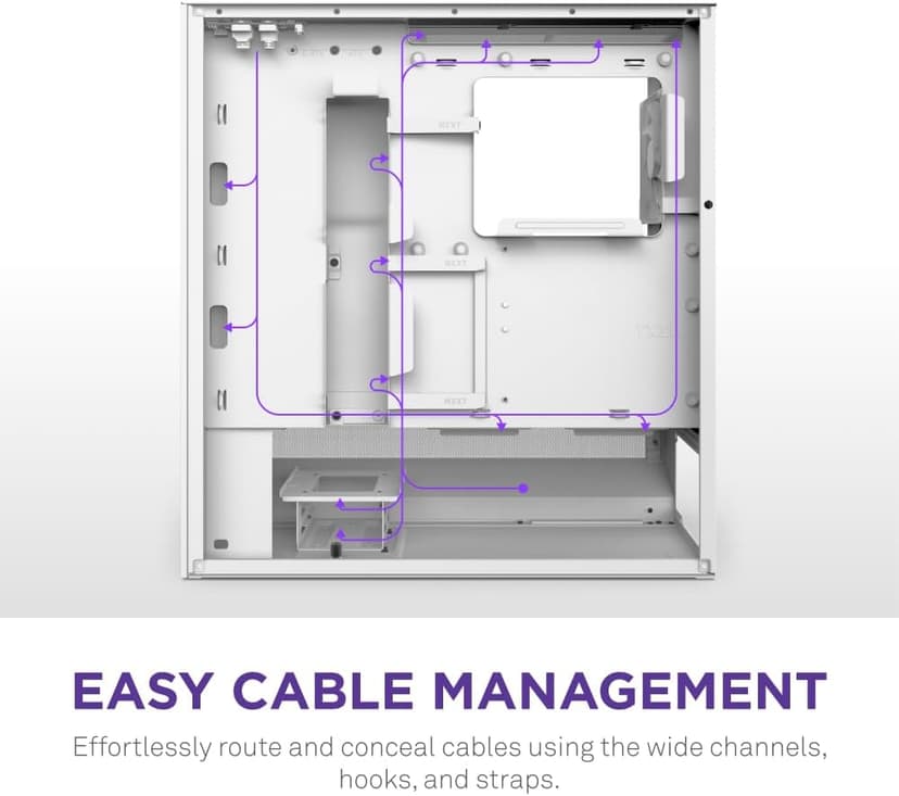NZXT H5 Flow RGB 2024 - Compact ATX Mid-Tower PC Gaming Case - High Airflow - F360 RGB Core (CV) Included - 360mm Front & 240mm Top Radiator Support - Cable Management - Tempered Glass - White