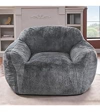 Homguava 3FT Bean Bag Chair: 3' Bean Bags with Memory Foam Filled, Large Beanbag Chairs Soft Sofa with Dutch Velvet Cover-Blue