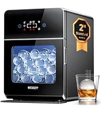 ecozy 2" Ice Ball Maker Countertop,Clear Sphere Ice Maker Machine with CrystalFlux Technology, 4 pcs in 40 Mins, 144 pcs/Day, Enhanced Insulation, Auto Water Supply, Self-Cleaning for Whiskey