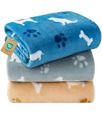Luciphia 1 Pack 3 Blankets Fluffy Premium Fleece Pet Blanket Flannel Paw Printed Throw for Dog Cat(Small 23x16'', Grey/Brown/Blue) B09PFN1KR8
